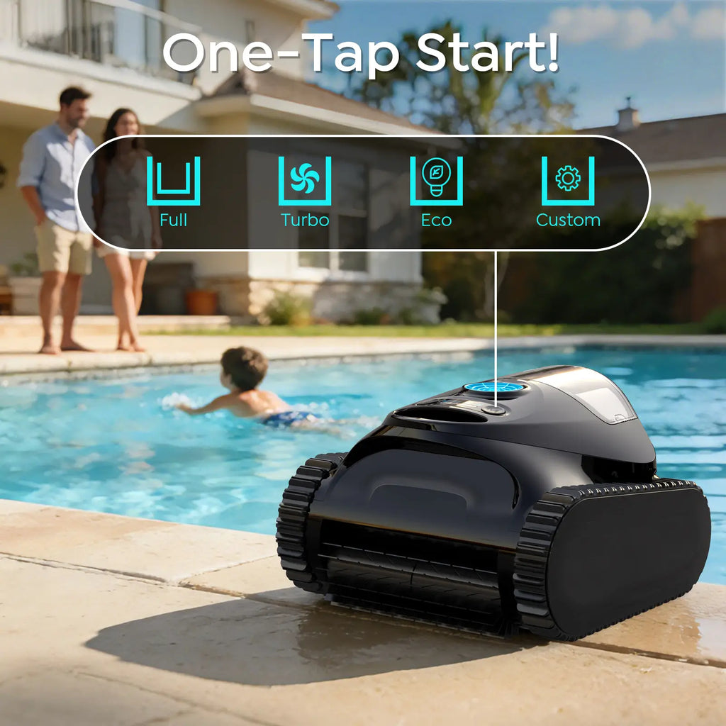Cordless Robotic Pool Cleaner, Wall & Waterline Cleaning, 150Min,Strong Suction, Triple-Motor, Multi Cleaning Modes, Ideal for Inground Pools, Efficient C1 Pool Vacuum Robot,Frosted Black Blue