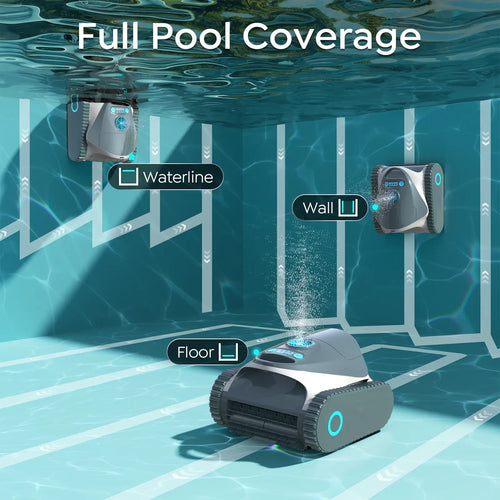 C1 Cordless Pool Cleaner Robot with Wall Climbing, 2.5H Fast Charging | Tripe-Motor Strong Suction, Pool Vacuum for Inground Pools up to 150㎡, Multi Cleaning Modes(Obsidian & Ivory)