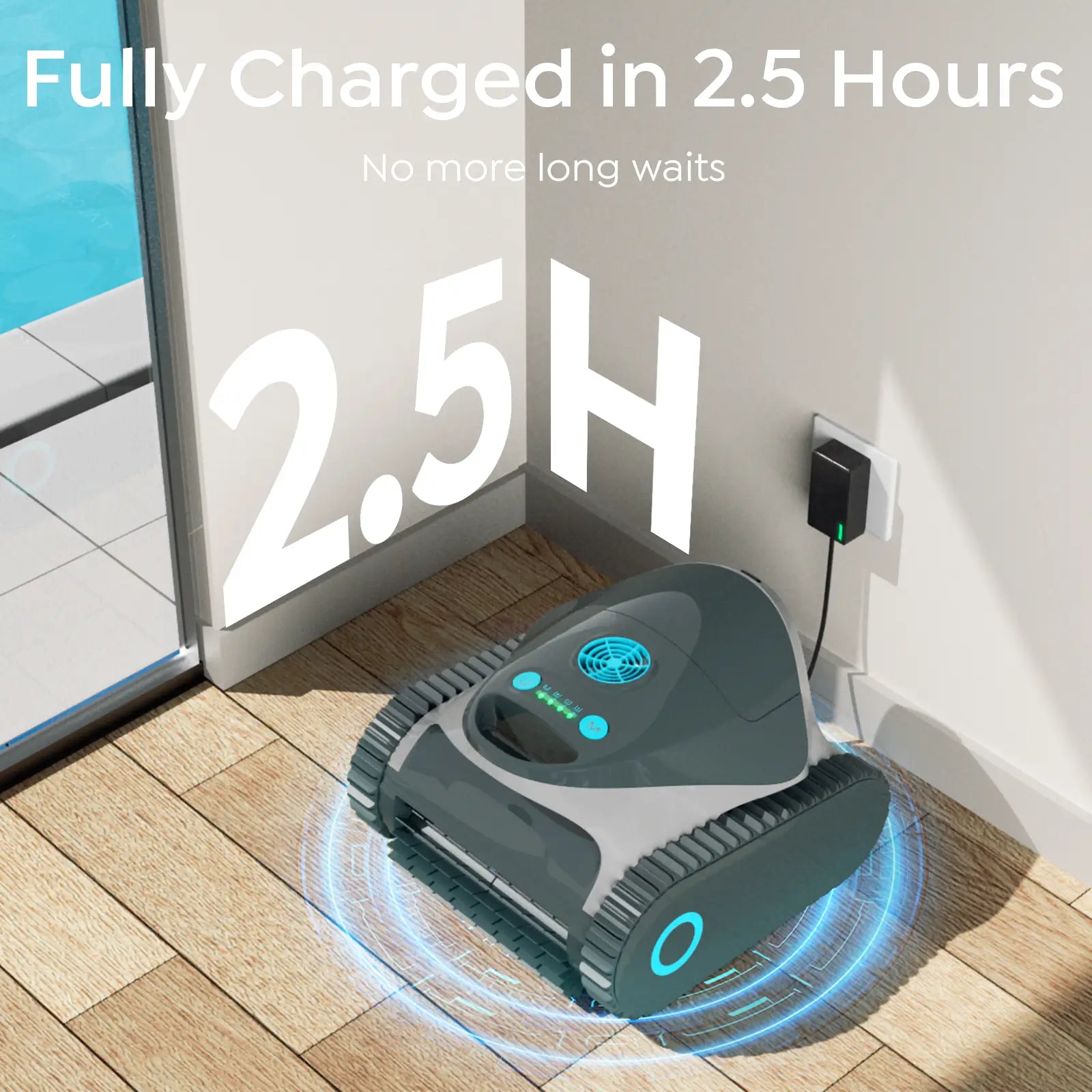 Pool Cleaner Robot with 150 Mins, Multi Cleaning Modes, Wall Climbing, Waterline Scrubbing, 2.5H Fast Charging, Tripe-Motor Strong Suction, C1 Pool Vacuum for Inground Pools, Onyx & Pearl