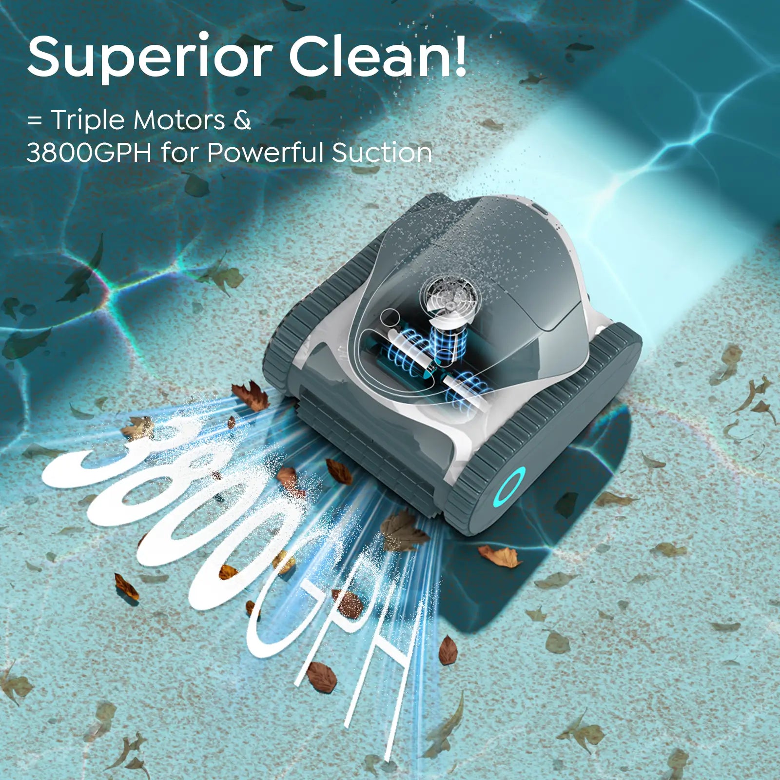 Pool Cleaner Robot with 150 Mins, Multi Cleaning Modes, Wall Climbing, Waterline Scrubbing, 2.5H Fast Charging, Tripe-Motor Strong Suction, C1 Pool Vacuum for Inground Pools, Onyx & Pearl
