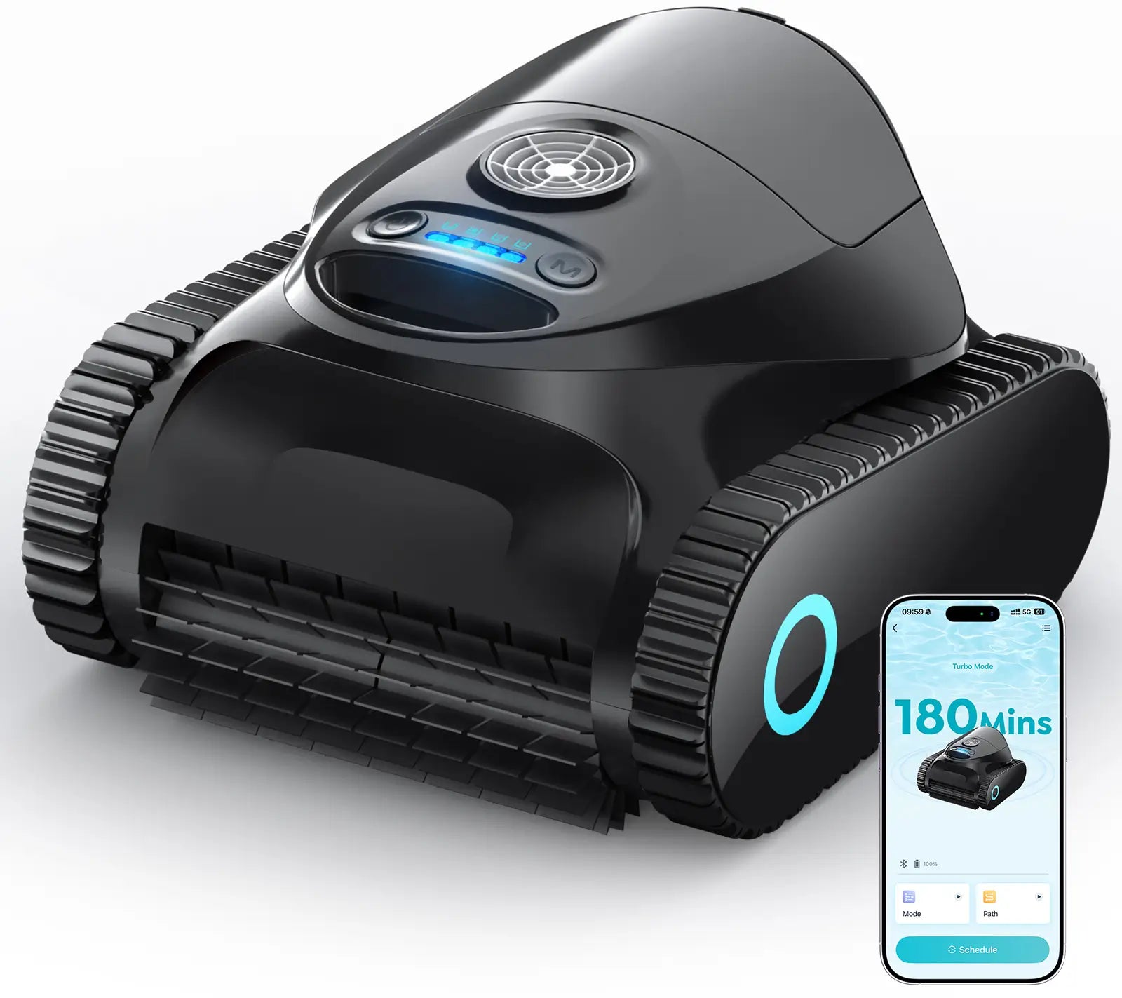 C1 Robotic Pool Cleaner with 180 Mins, Pool Vacuum for Inground Ground Pools up to 1615 sq.ft, Smart Routing, Wall Climbing, Dual Filtration, with APP, Multi-Mode Cleaning (Onyx)
