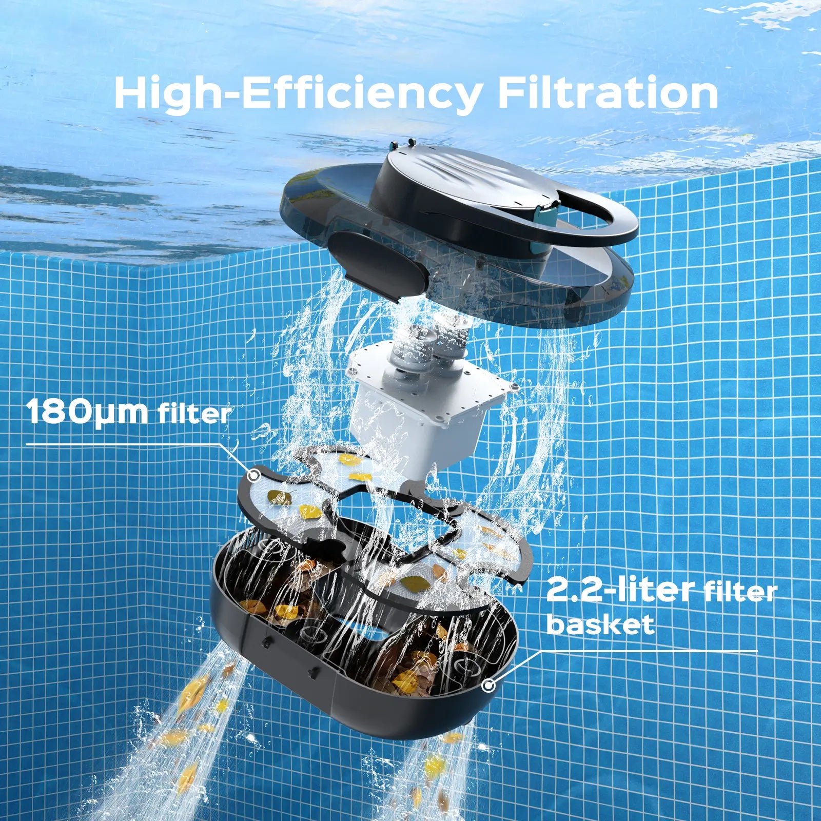 S1 Pro Automatic Pool Cleaner for Above Ground Swimming Pools, Dual-Motor ,Cordless Pool Robot with 120-Min Runtime, Large Debris Capacity, Fast Recharge and Self-Parking Function(Mirror Black)