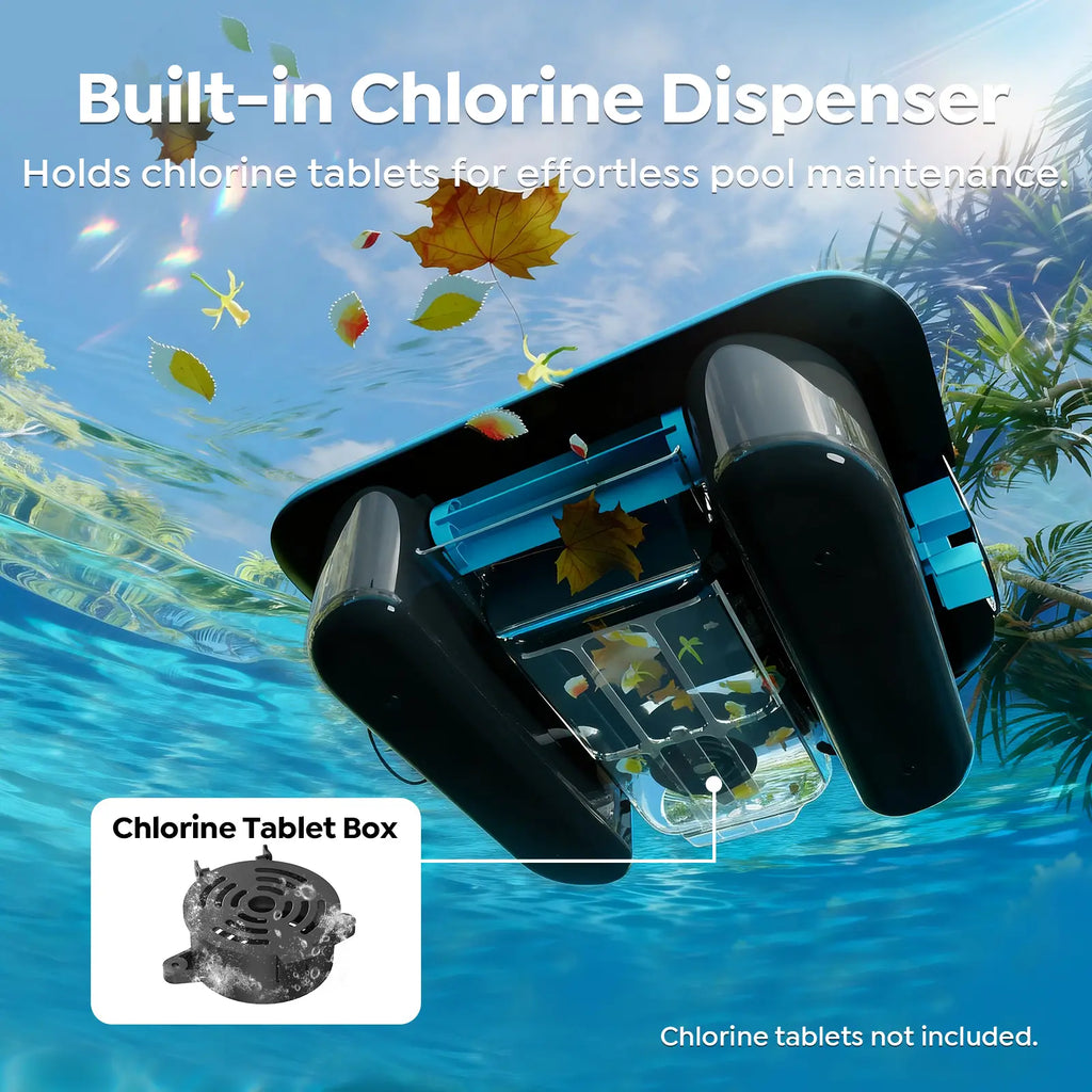 Pleco SK02 Solar Powered Robotic Pool Skimmer, Obsidian Ivory | APP Support, 24/7 Cleaning,Dual Charging Modes,Upgraded Large Capacity, Smart Obstacle Avoidance, Ideal for All Pool Surfaces