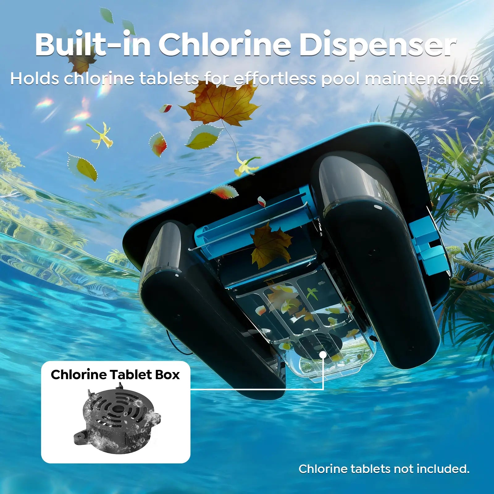 Pleco SK02 Solar Powered Robotic Pool Skimmer, Obsidian Ivory | APP Support, 24/7 Cleaning,Dual Charging Modes,Upgraded Large Capacity, Smart Obstacle Avoidance, Ideal for All Pool Surfaces