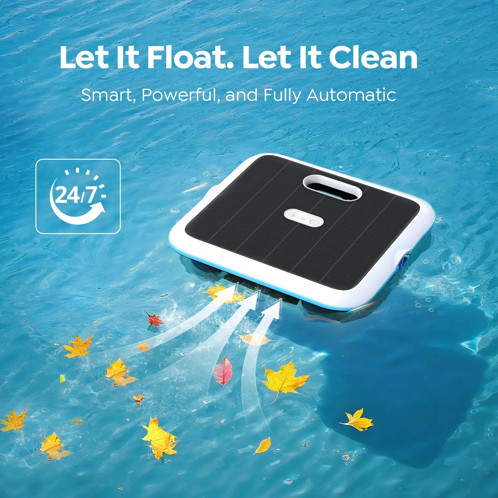 Pleco SK02 Solar Powered Robotic Pool Skimmer, Obsidian Ivory | APP Support, 24/7 Cleaning,Dual Charging Modes,Upgraded Large Capacity, Smart Obstacle Avoidance, Ideal for All Pool Surfaces