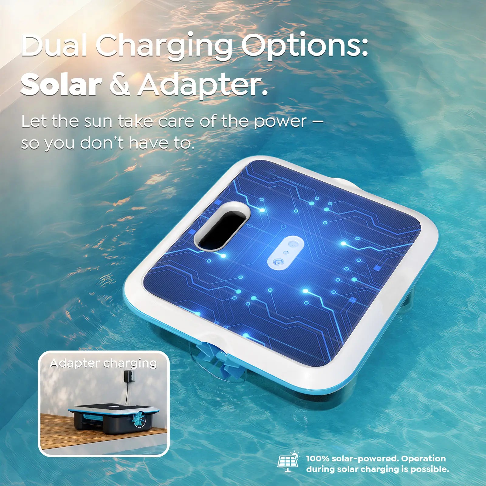 Pleco SK02 Solar Powered Robotic Pool Skimmer, Obsidian Ivory | APP Support, 24/7 Cleaning,Dual Charging Modes,Upgraded Large Capacity, Smart Obstacle Avoidance, Ideal for All Pool Surfaces