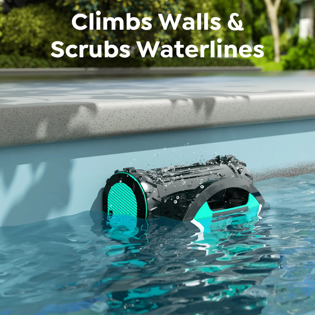 Pleco Pro Cordless Pool Cleaner Robot with 210Min Runtime, Smart AI Navigation, App Control, Strong Wall Climbing, Waterline Cleaning,Dual-Layer Filtration,for In-Ground Pools up to 220㎡,PrussianBlue