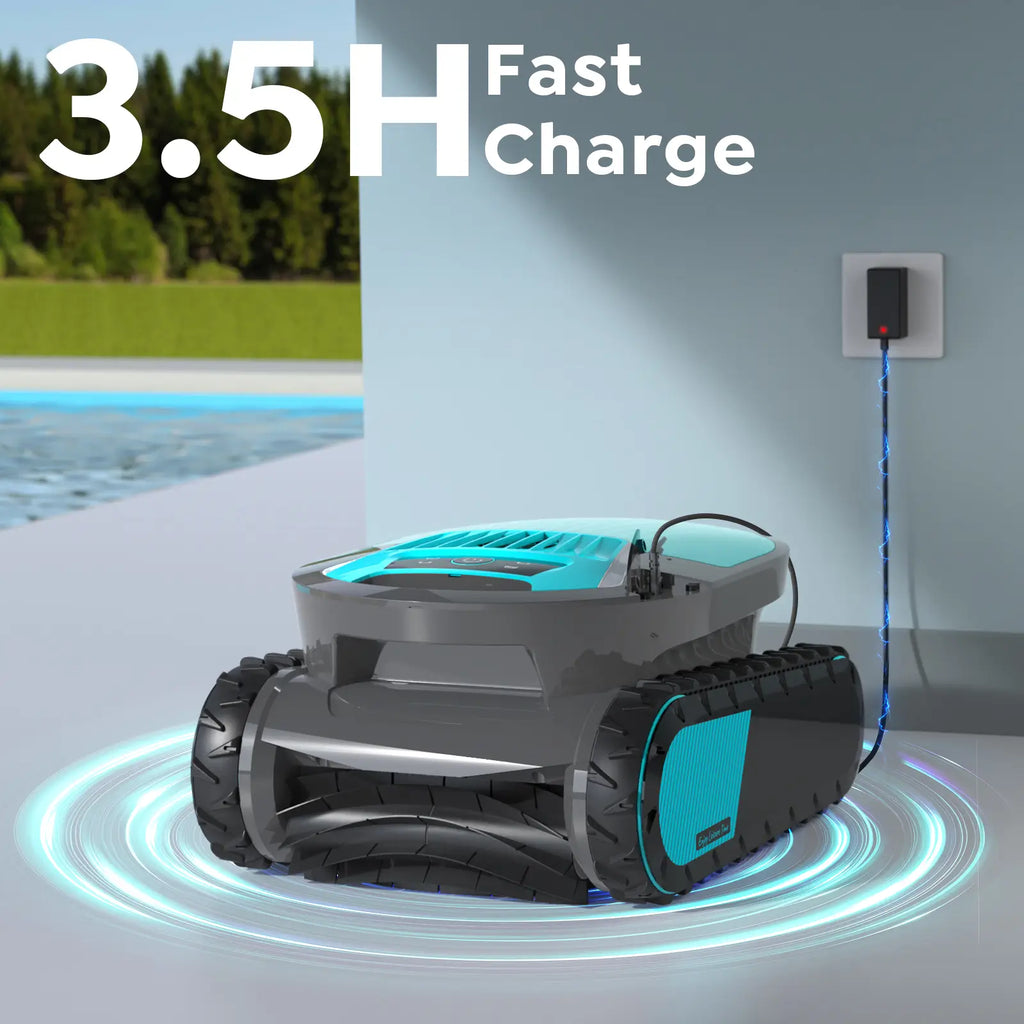 Pleco Pro Cordless Pool Cleaner Robot with 210-Min Runtime, Smart AI Navigation, App Control, Strong Wall Climbing, Waterline Cleaning, Dual-Layer Filtration, for In-Ground Pools up to 220㎡, Charcoal
