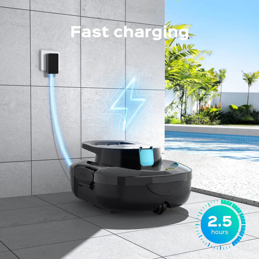 S1 PRO Cordless Pool Vacuum Robot, Pool Cleaner with 130-Min Runtime, Fast Charging, Pool Vacuum for Above-Ground & Flat In-Ground Pools up to 110㎡, Strong Suction Power, Advanced Motor, Onyx