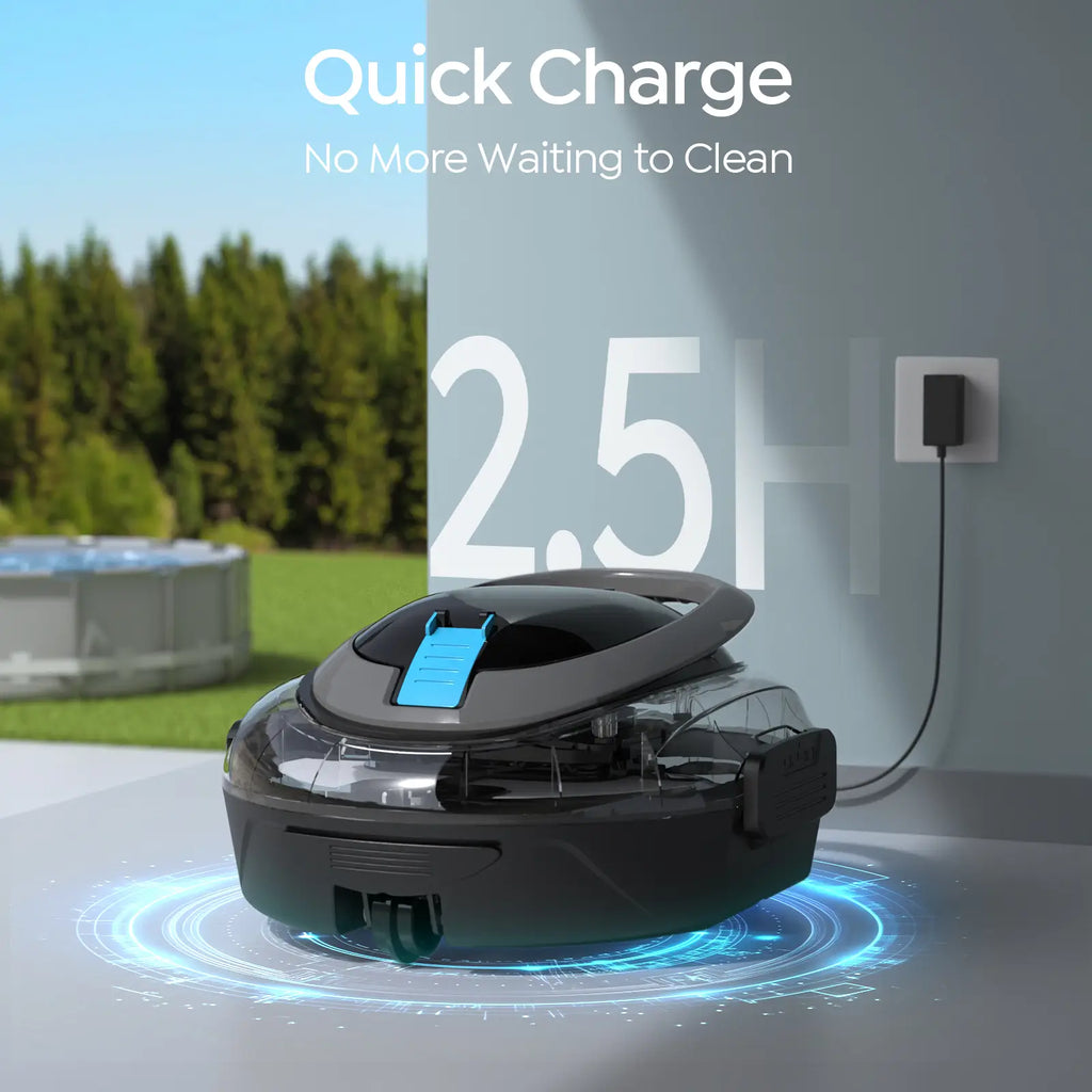 S2 Cordless Pool Vacuum Robot with Strong Suction Motor, Upgraded Filtration, Pool Vacuum for Above-Ground & Flat Pools, Automatic Parking, Raven Black